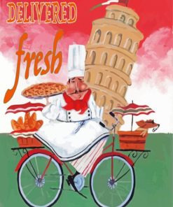 italian chef on a bicycle paint by number