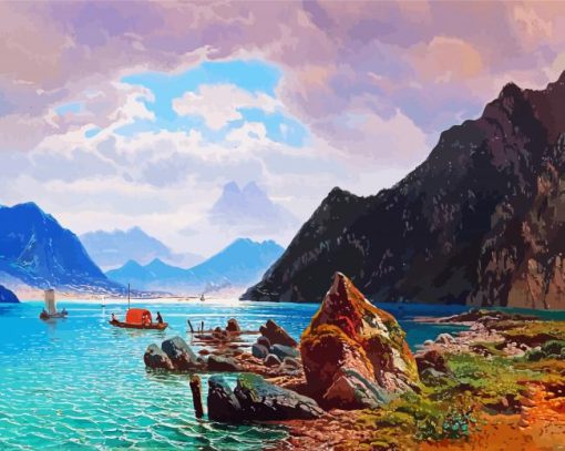 lake lugano art paint by number