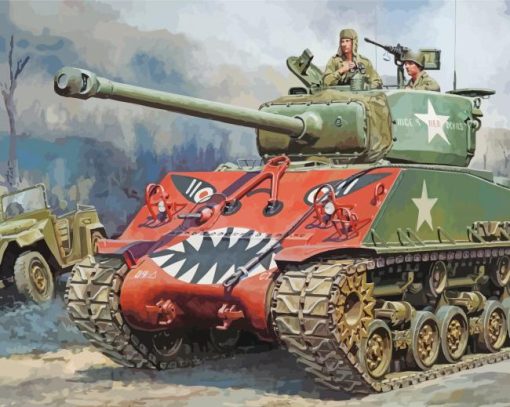 Sherman Tank Art paint by numbers