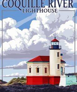 Coquille Riverside lighthouse poster paint by number