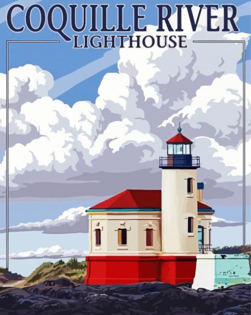 Coquille Riverside lighthouse poster paint by number