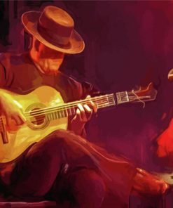 Flamenco guitar Player and Dancer paint by number