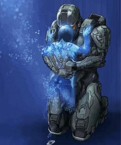 Halo Master Chief and Cortana paint by numbers