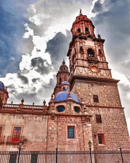 Michoacan Morelia Cathedral paint by numbers