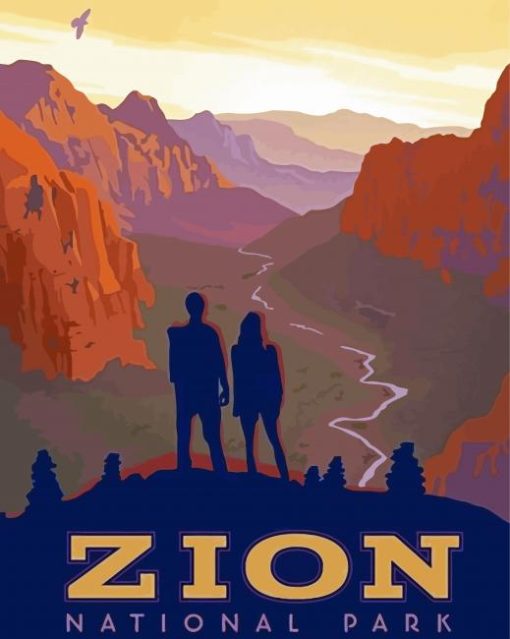 Zion National Park angels landing Poster paint by numbers