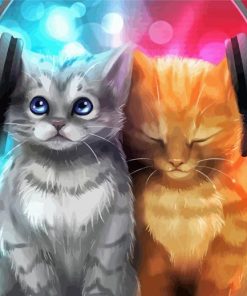 Cute Cats Listening To Music paint by numbers