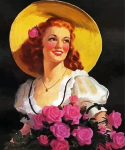 Vintage Lady With Roses paint by numbers