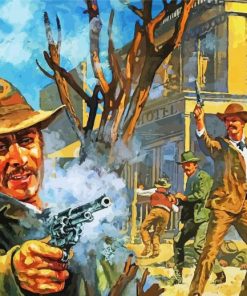 Western Gun Fight paint by numbers