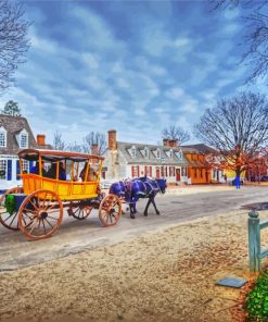 Colonial Williamsburg Landscape paint by numbers