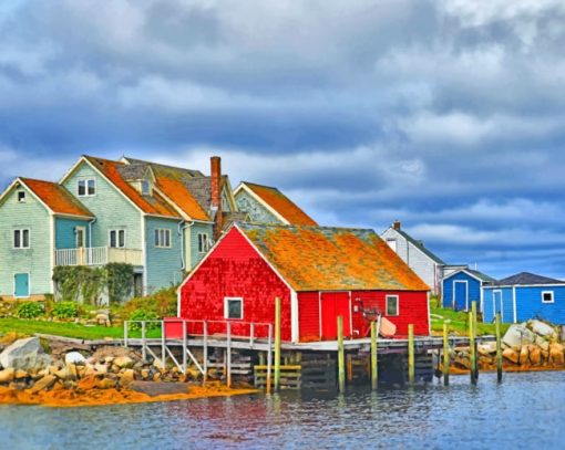 Peggys Cove Houses paint by numbers