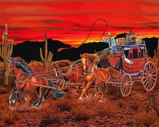 Aesthetic Stagecoach And Horses paint by numbers