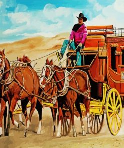 Stagecoach And Horses Art paint by numbers