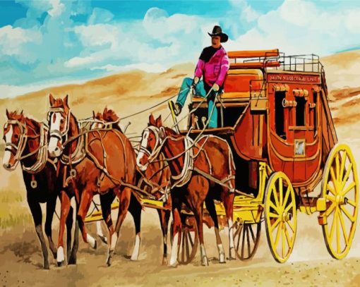 Stagecoach And Horses Art paint by numbers