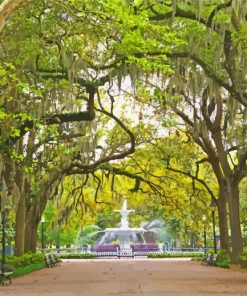 Forsyth Park Savannah GA paint by numbers