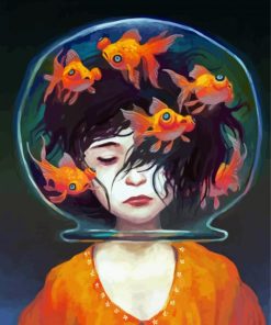 Girl Head In Fish Bowl paint by numbers