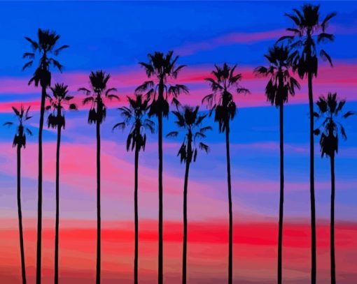 LA Sunset Silhouette paint by numbers