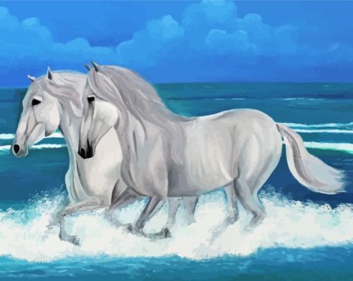 White Horses On The Beach paint by numbers