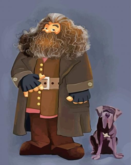 Rubeus Hagrid And His Dog paint by numbers