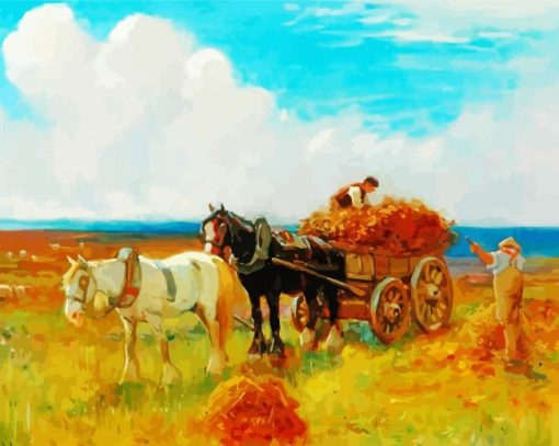 Harvesting With Horses paint by numbers