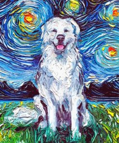 Starry Night Great Pyrenees paint by numbers