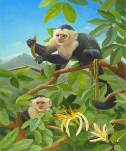 Capuchin Monkey On Tree paint by numbers