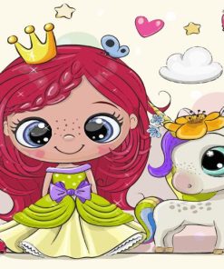 Fairy Tale Princess And Unicorn paint by numbers