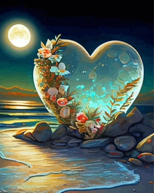 Full Moon Tropical Heart paint by numbers