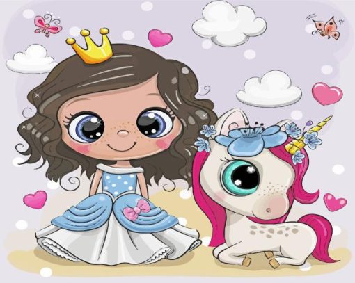 Princess And Unicorn paint by numbers