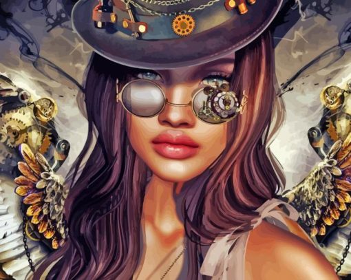 Steampunk Girl paint by numbers