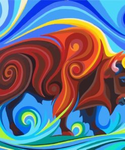 Abstract Buffalo painting by numbers