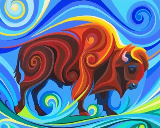 Abstract Buffalo painting by numbers