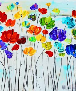 Abstract Colorful Poppies paint by numbers