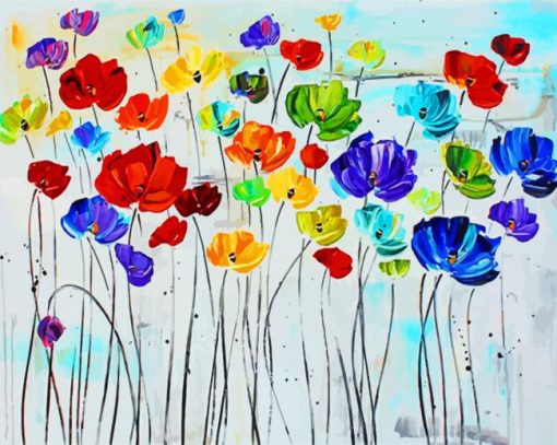 Abstract Colorful Poppies paint by numbers