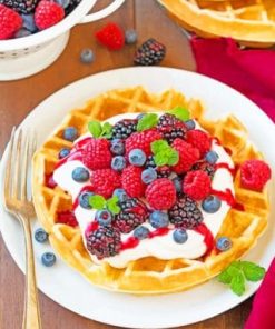 Belgian Waffle With Fruits paint by numbers