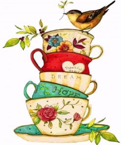 Bird On Teacups Paint By Numbers