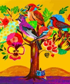 Birds Flowers Tree paint by numbers