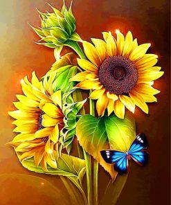 Butterfly On Sunflowers paint by numbers