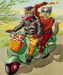 Cats On Motorcycle paint by numbers