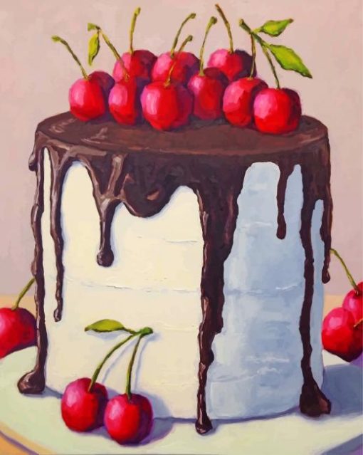 Cherry Chocolate Cake paint by numbers