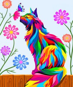 Colorful Cat Art paint by numbers