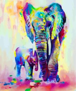 Colorful Elephants Art paint by numbers