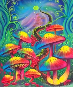 Colorful Mushrooms paint by numbers