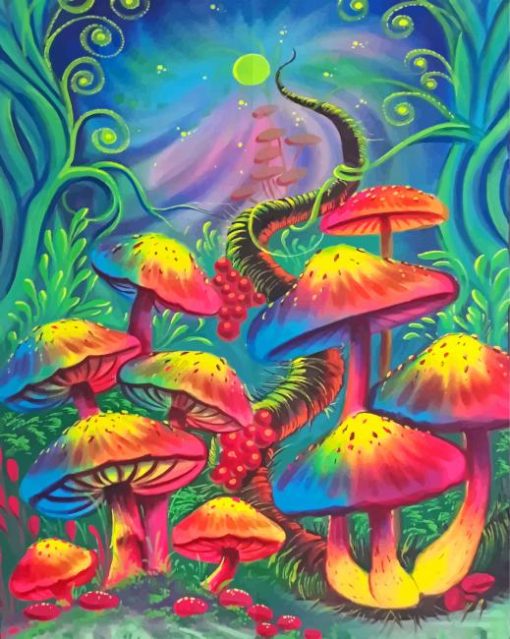 Colorful Mushrooms paint by numbers