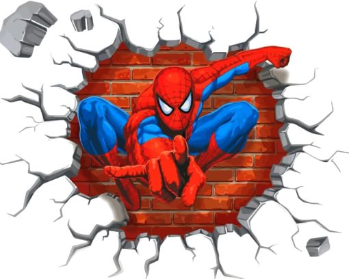 Cracked Wall Spider Man painting by numbers