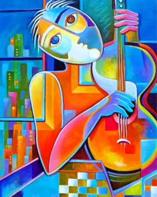 Cubism Guitarist paint by numbers