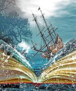 Fantasy Sea Book Ship Paint By Numbers