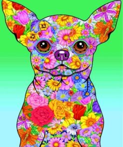 Floral Chihuahua paint by numbers