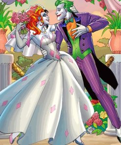 Harley Quinn And Joker Wedding paint by numbers