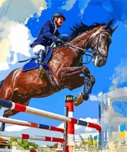 Horse Rider Jumping paint by numbers