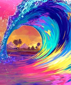 Illustration Colorful Wave Painting By Numbers